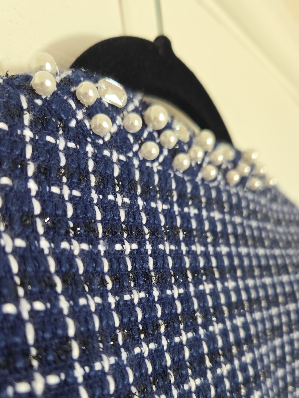 Lilly Pulitzer Vianne Tweed Jacket Low Tide Navy Size 8 Pearl Trim - Picture 8 of 16